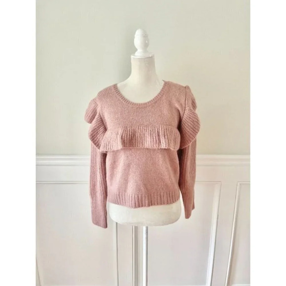 Wild Fable Pink Ruffle Crew Neck Sweater M - Picture 2 of 5